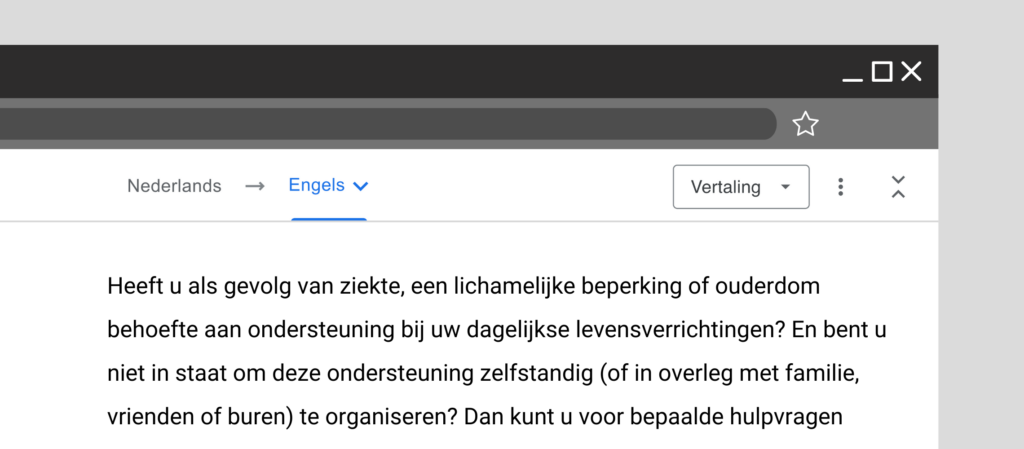 afbeelding van een pagina die vertaald wordt door google translate